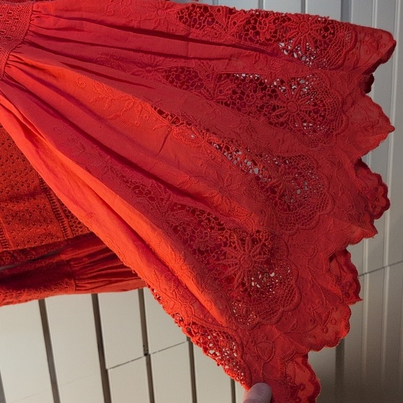 Free People Once Upon a Time Bell Sleeve Top knit lace detail size S NWOT - Picture 8 of 10